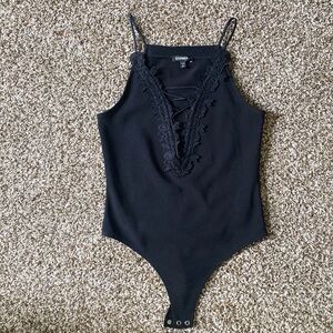Express Black Lace Detail Bodysuit